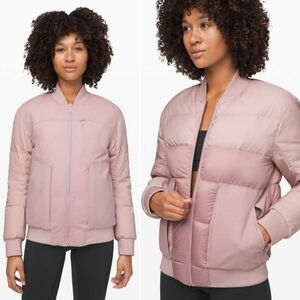 🆕️ Lululemon Roam Far Wool Reversible Goose Down Bomber Jacket - Porcelain Pink